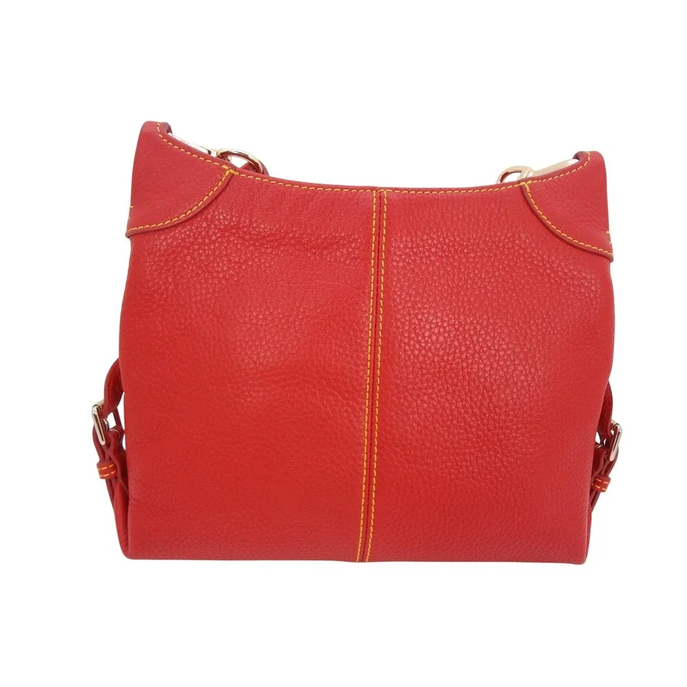 Dooney & Bourke Red Pebbled Leather Crossbody Bag with‎ Contrast Stitching